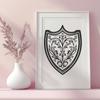 Heraldic Shield Design Vector Art A vector illustration of a medieval-style shield, suitable for various design applications.