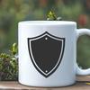 Graphic Shield Clip Art with Clean Lines and Stylized Shape A stylized shield design with a bold and graphic silhouette, suitable for digital printing or cutting.