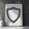 Geometric Shield Design with Bold Patterns Vector shield design with geometric patterns, suitable for clip art or vector graphics projects.