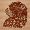 Colorful Canine Companion A colorful digital illustration of a cute Shih Tzu dog's head with floral elements.
