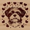 Cute Shih Tzu with Love Hearts An adorable vector design featuring a Shih Tzu breed dog surrounded by tiny heart symbols.