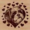 Love at First Sight Shih Tzu Portrait A close-up of a Shih Tzu's head, featuring two heart symbols above its ears.
