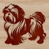 A standing Shih Tzu breed dog in a simple vector illustration.