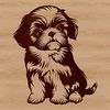 An illustration of a sitting Shih Tzu with a sweet and endearing appearance.