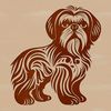 A small, ornate Shih Tzu dog standing on its hind legs, suitable for use as clip art in graphic design.