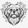 Floral Shih Tzu Vector Illustration