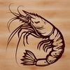 Seafood SVG Clip Art Design A vector illustration of a shrimp with detailed lines and shapes.