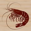 Freshwater Prawn Illustration A detailed illustration of a freshwater prawn, commonly used in seafood cuisine and as a decorative element.
