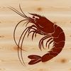 Delicious Seafood Icon Illustration of a small shrimp with a rounded body and long antennae.