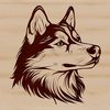 Illustrated Husky Head Design A detailed illustration of a Siberian Husky's head, suitable for vector graphics and digital designs.