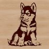 A vector illustration of a sitting dog with a husky breed profile.