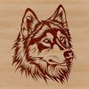 Detailed Dog Breed Vector Artwork A Siberian Husky's head with fur details and facial features.