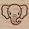 A simple line drawing of an elephant's head with a distinctive trunk and ears.
