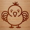 A simple line drawing of a cute turkey in a vector design style.