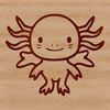 A simple line drawing of an axolotl, a type of salamander commonly kept as a pet.