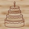 Simple Cake Design SVG Image A simple line drawing illustration of a birthday cake with candles.