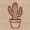 A simple line drawing illustration of a single stemmed desert plant with sharp spines.