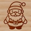 A simple line drawing illustration of Santa Claus standing in a festive pose.