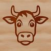Line Art Cow Head Design A simple line drawing illustration of a cow's head, suitable for farm-themed designs.