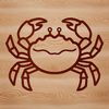 A simple line drawing of a wild crab animal in vector format.