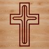 Simple line drawing of a traditional crucifix with intersecting bars.