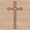 A simple line drawing of a cross with a horizontal beam and vertical post.