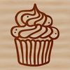 Simple Stylized Cupcake Illustration A minimalist design featuring a stylized representation of a dessert cake.
