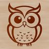 Simple line drawing of a cute owl, created as a vector image for digital use.