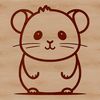 A simple line drawing of a cute hamster face, suitable for use as clip art or vector design.