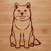 Simple Line Drawing of a Shiba Inu Vector illustration of a Shiba Inu animal in a seated position.