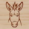 A simple line drawing of a donkey's head.