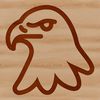 A simple line drawing of a bird's head with sharp features and feathers, suitable for vector art design.