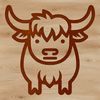 A simple line drawing illustration of a cow with a clean design.