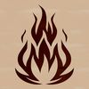 A simple line drawing of fire flames in a stylized shape.