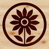 Floral Sunflower Design A stylized illustration of a single sunflower in a floral design, suitable for gardening or nature-themed projects.