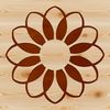 Nature-Themed Sunflower Design A simple line drawing of a sunflower in a floral pattern, suitable for gardening or nature-themed projects.