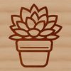 A simple line drawing of a succulent plant, featuring rounded leaves and a thick stem.