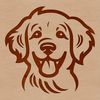 Golden Retriever Head Portrait Simple line drawing of a dog's head, featuring a golden retriever breed.