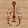 Guitar Line Art Illustration A simple line drawing of a guitar with detailed strings and frets.