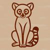 Wild Lemur Line Drawing Vector Art A simple line drawing of a wild lemur in a natural environment, suitable for digital use.