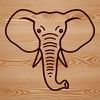 A simple line drawing illustration of an elephant's head, suitable for clip art and vector design.