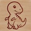 Baby T Rex Dinosaur Illustration A simple line drawing of a baby T Rex dinosaur from prehistoric times.