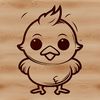 Fluffy Chick Line Drawing A simple line drawing of a single chick with fluffy feathers, depicted in bold lines.