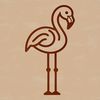 An outline illustration of a bird with distinctive pink plumage, characteristic of the flamingo species.