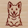 Simple Dog Line Art Vector Image A simple line drawing of a German shepherd dog lying down.