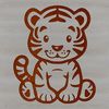 Simple Tiger Silhouette A simple line drawing of a tiger sitting, designed as a clip art image.