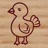 A simple line drawing illustration of a domesticated turkey on a farm.