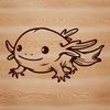 Cute Axolotl Head Vector Art A simple line drawing of a salamander's head with feathery gills and a flattened body.
