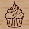 Cute Cupcake Clipart Image A simple line drawing of a cupcake, suitable for food-related designs and projects.