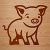 Cute Pig Silhouette in a Field A simple line drawing of a cute pig standing in a field.